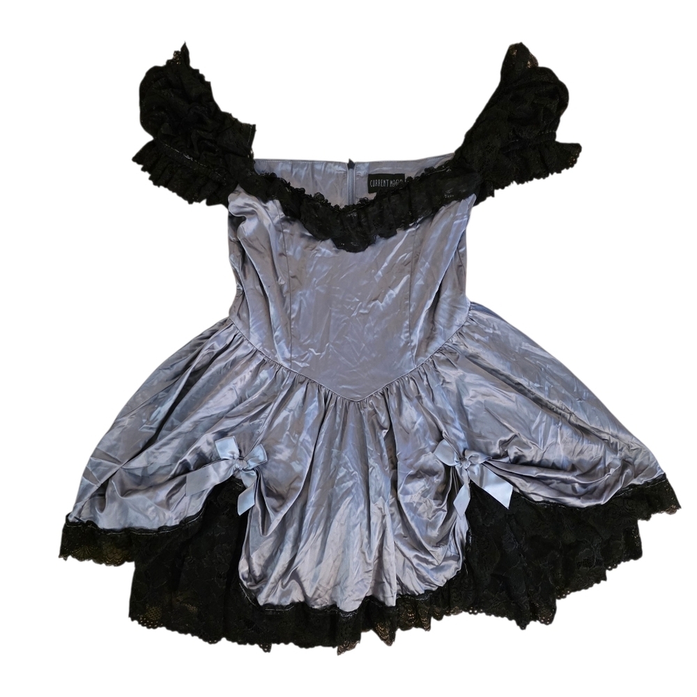 Current Mood Satin And Lace Mini Dress- Medium